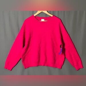 KERISMA Hot Pink M/L Animal Print Angora Blend Crewneck Sweater